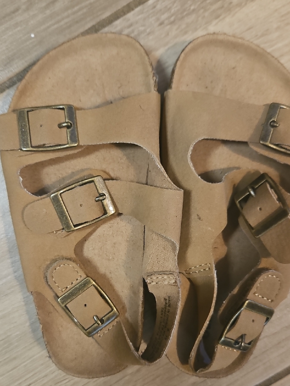 Kids Tan Buckle Sandals - Comfortable Adjustable Straps